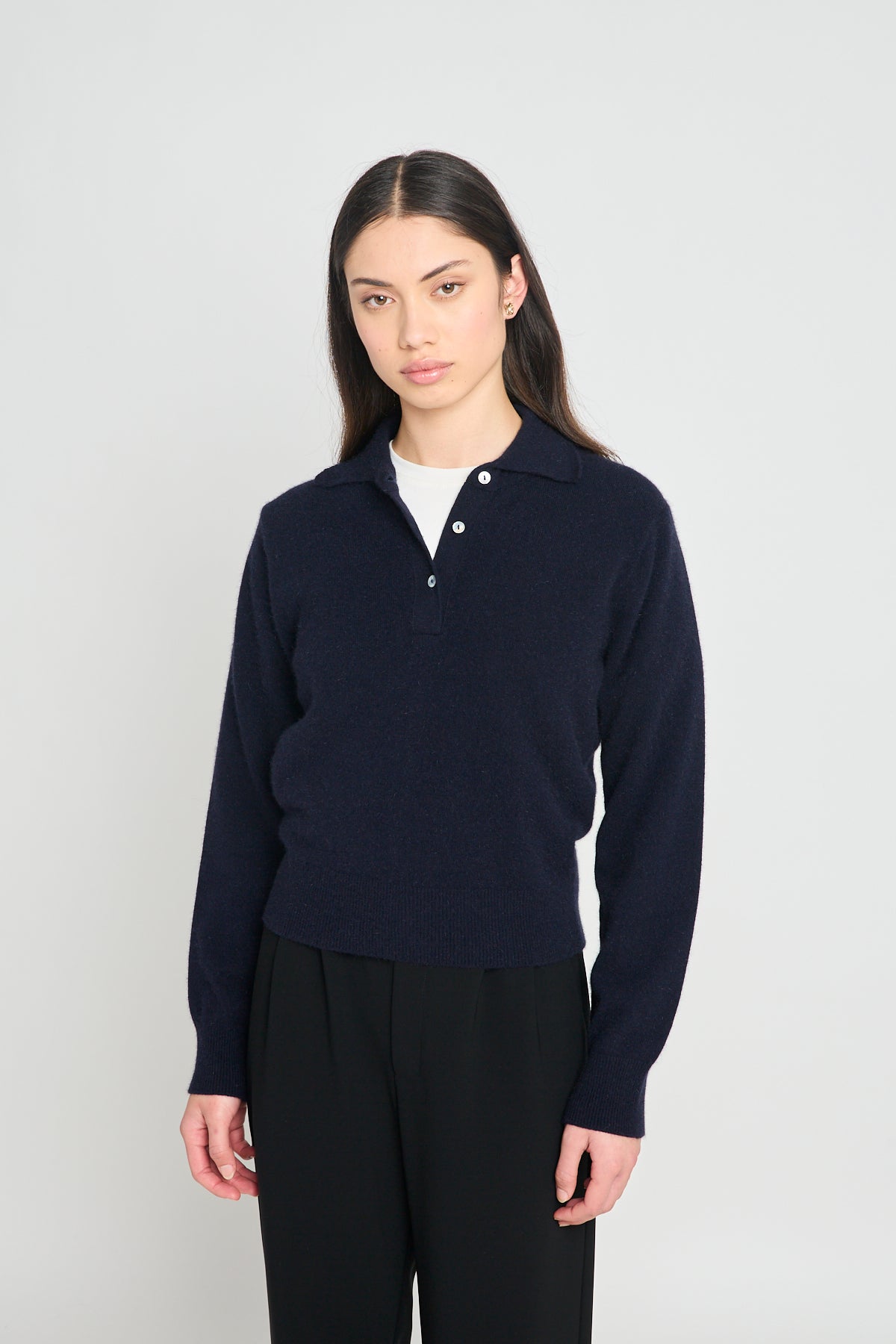 Eliza long-sleeved polo - Navy