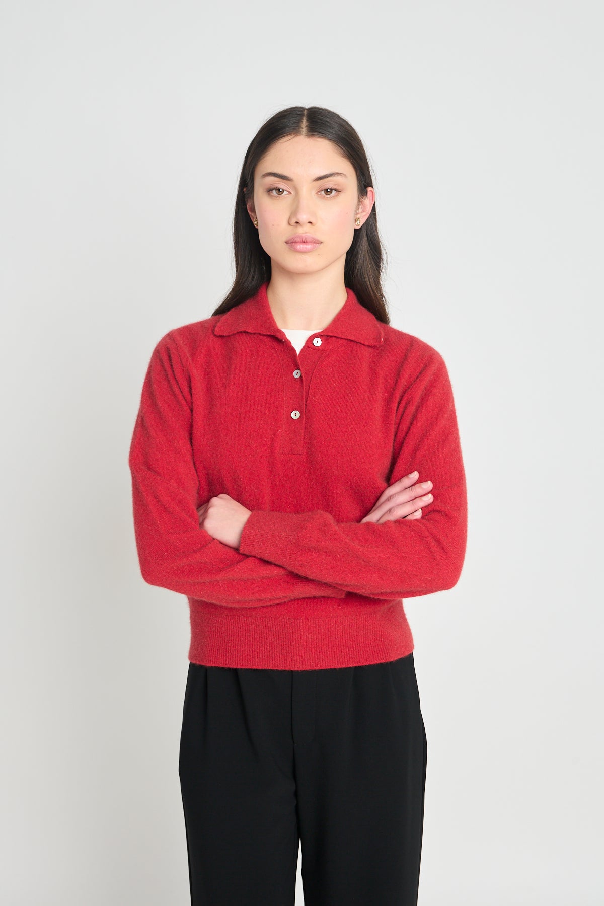 Eliza long-sleeved polo - Red