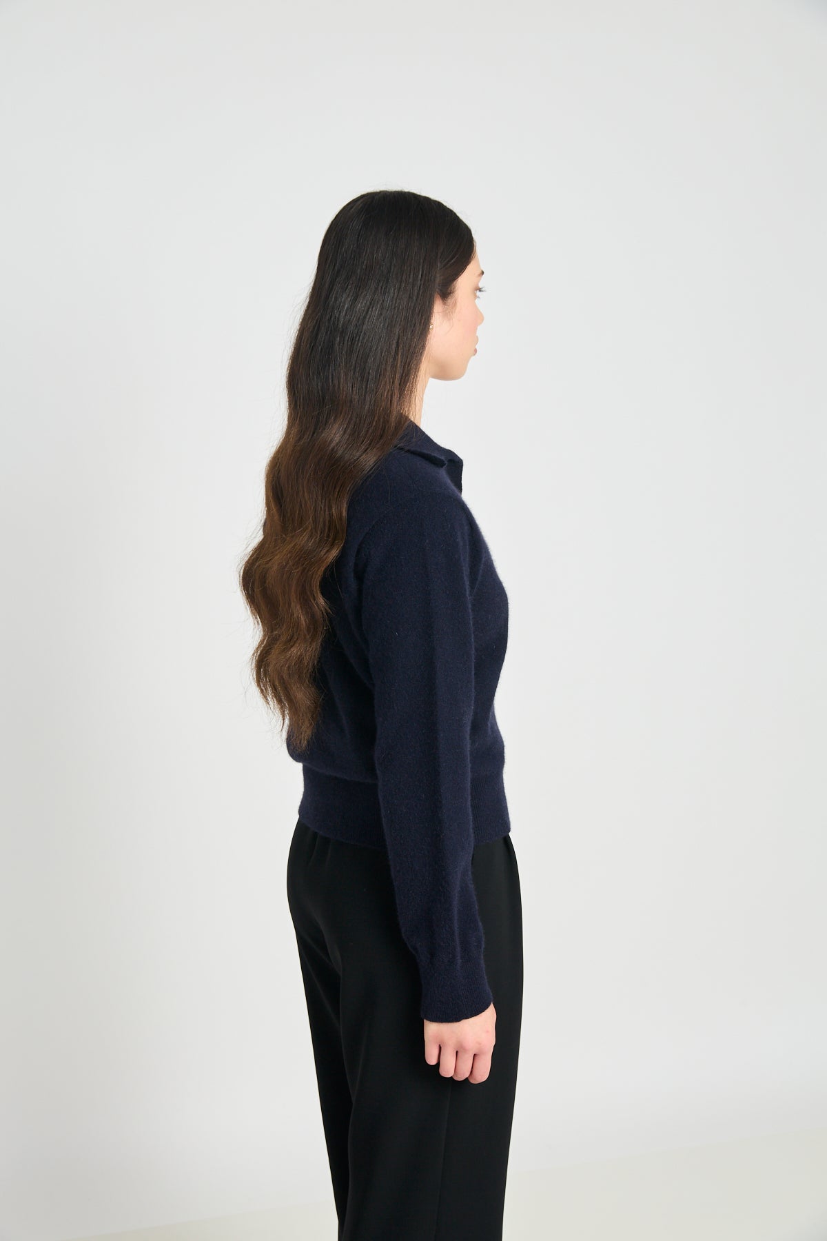 Eliza long-sleeved polo - Navy