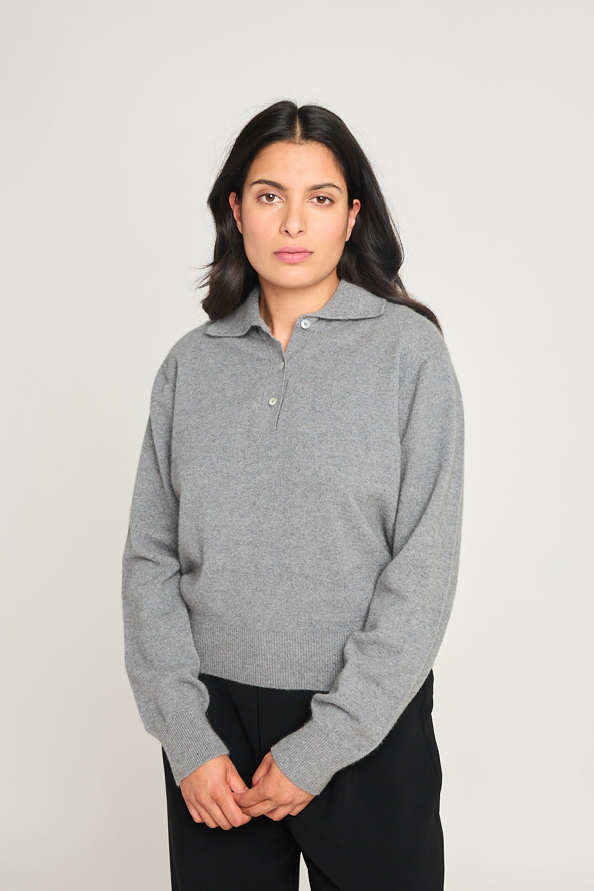 Eliza long-sleeved polo - Grey