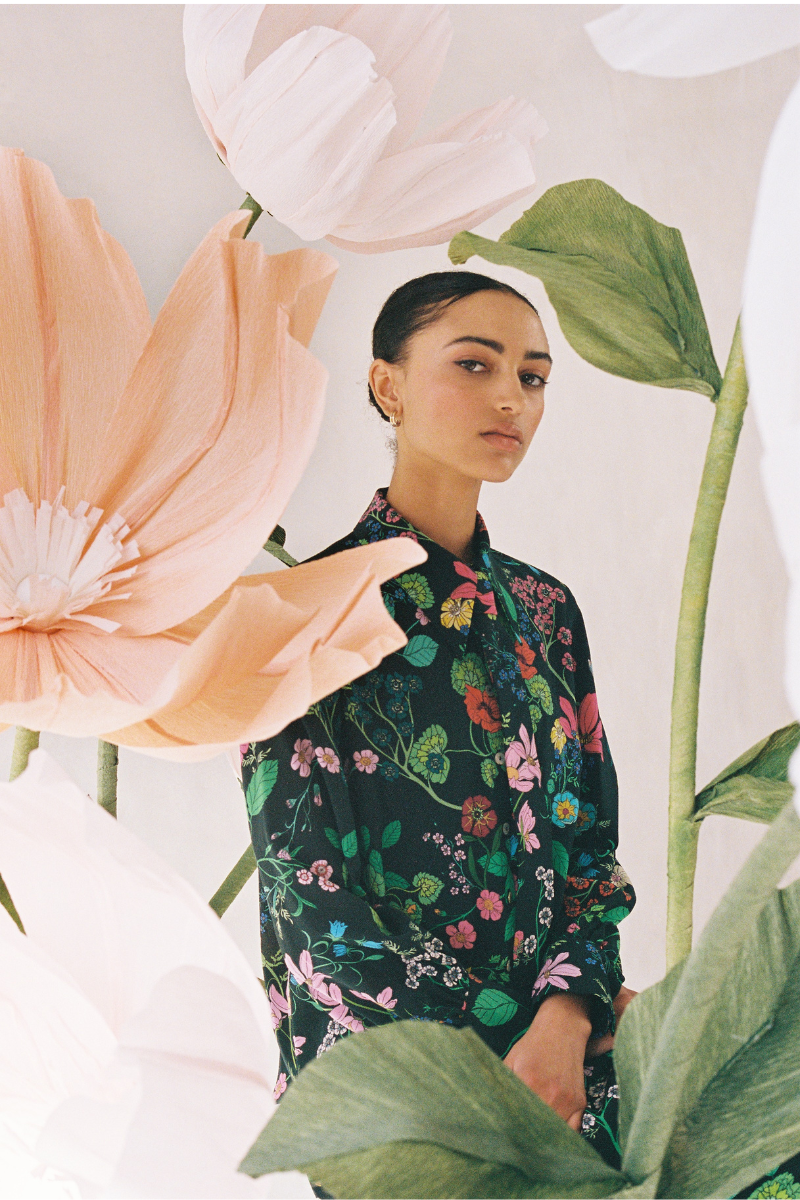 Doom and bloom silk tie - Green