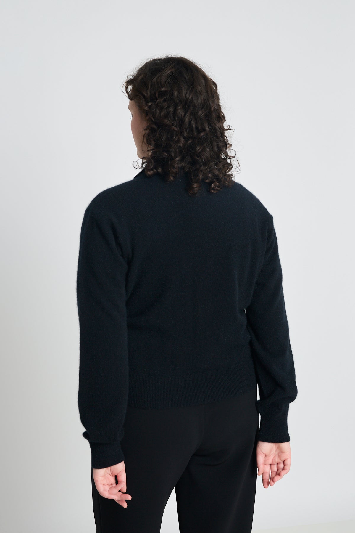 Eliza long-sleeved polo - Black