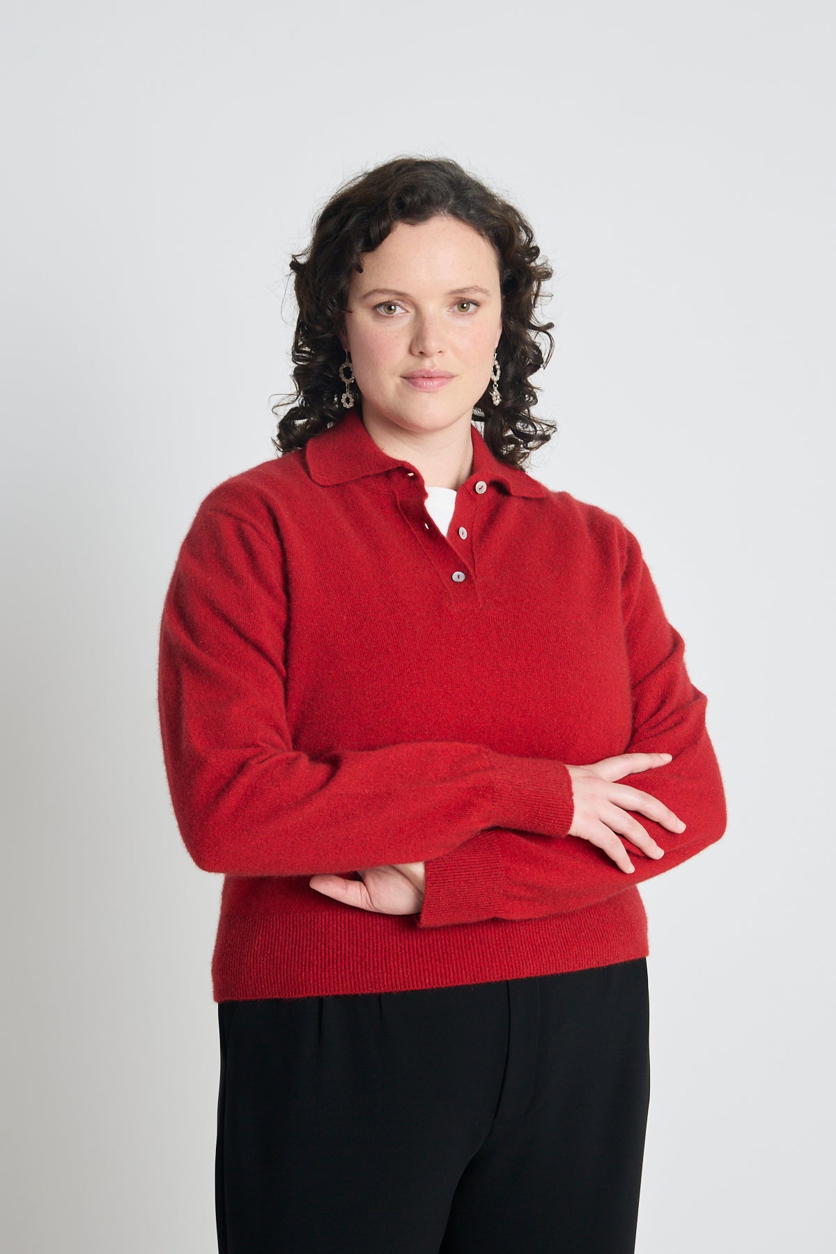 Eliza long-sleeved polo - Red