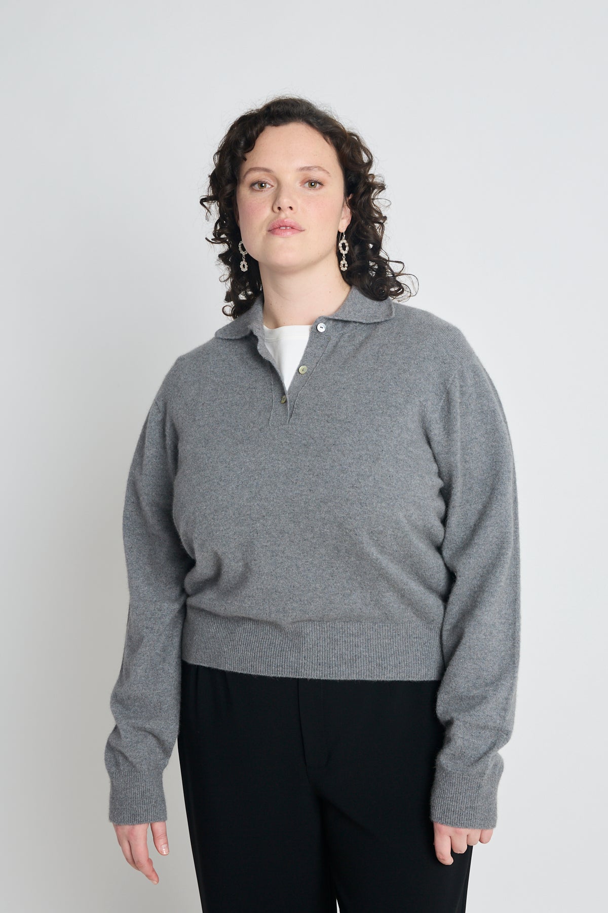 Eliza long-sleeved polo - Grey