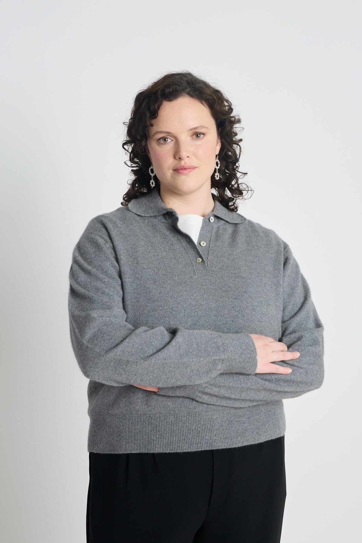 Eliza long-sleeved polo - Grey