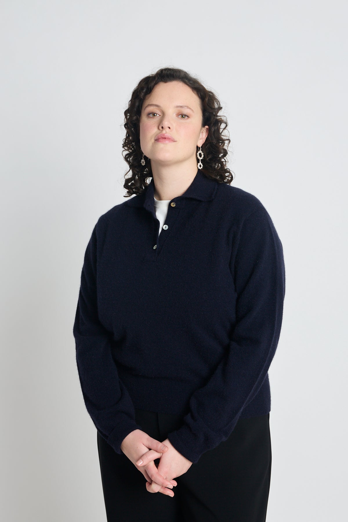 Eliza long-sleeved polo - Navy