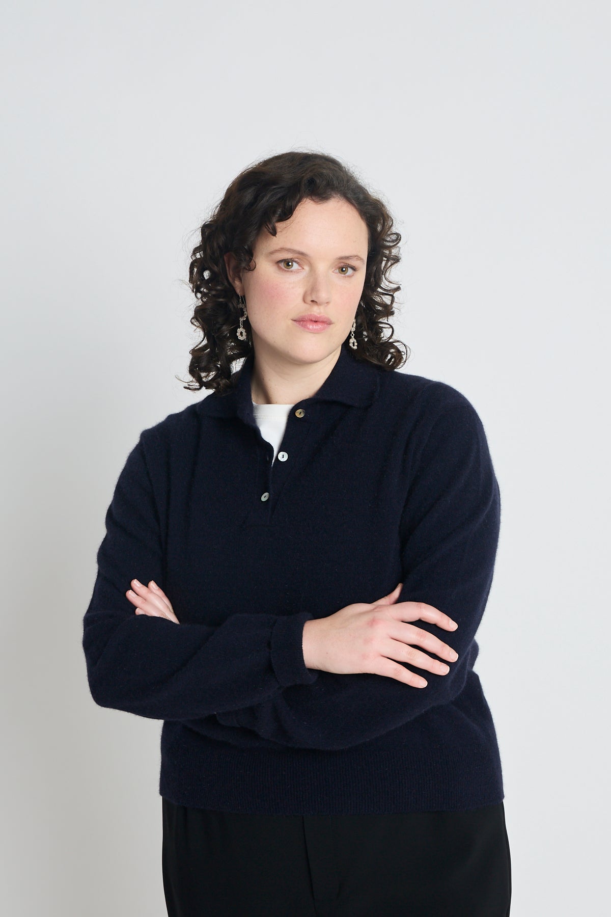 Eliza long-sleeved polo - Navy