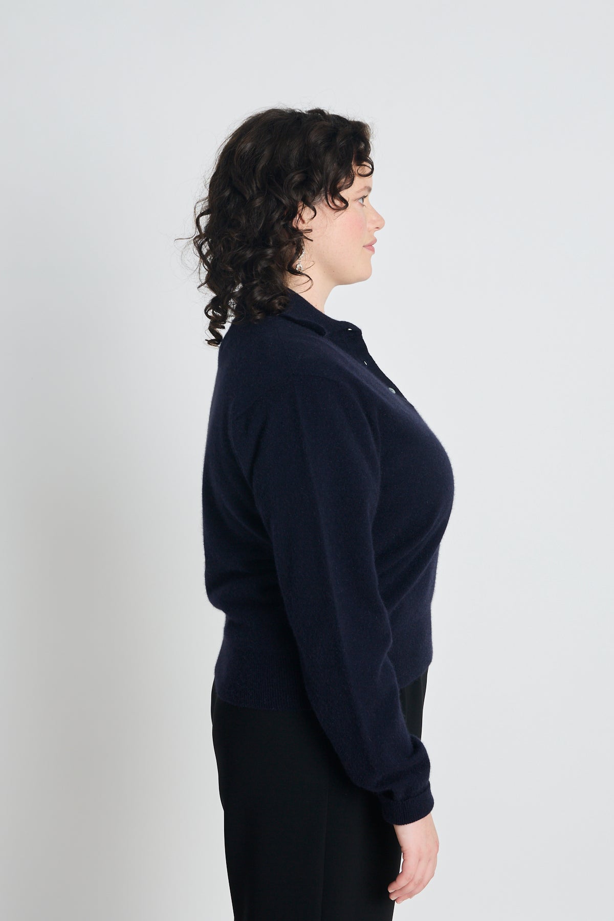 Eliza long-sleeved polo - Navy