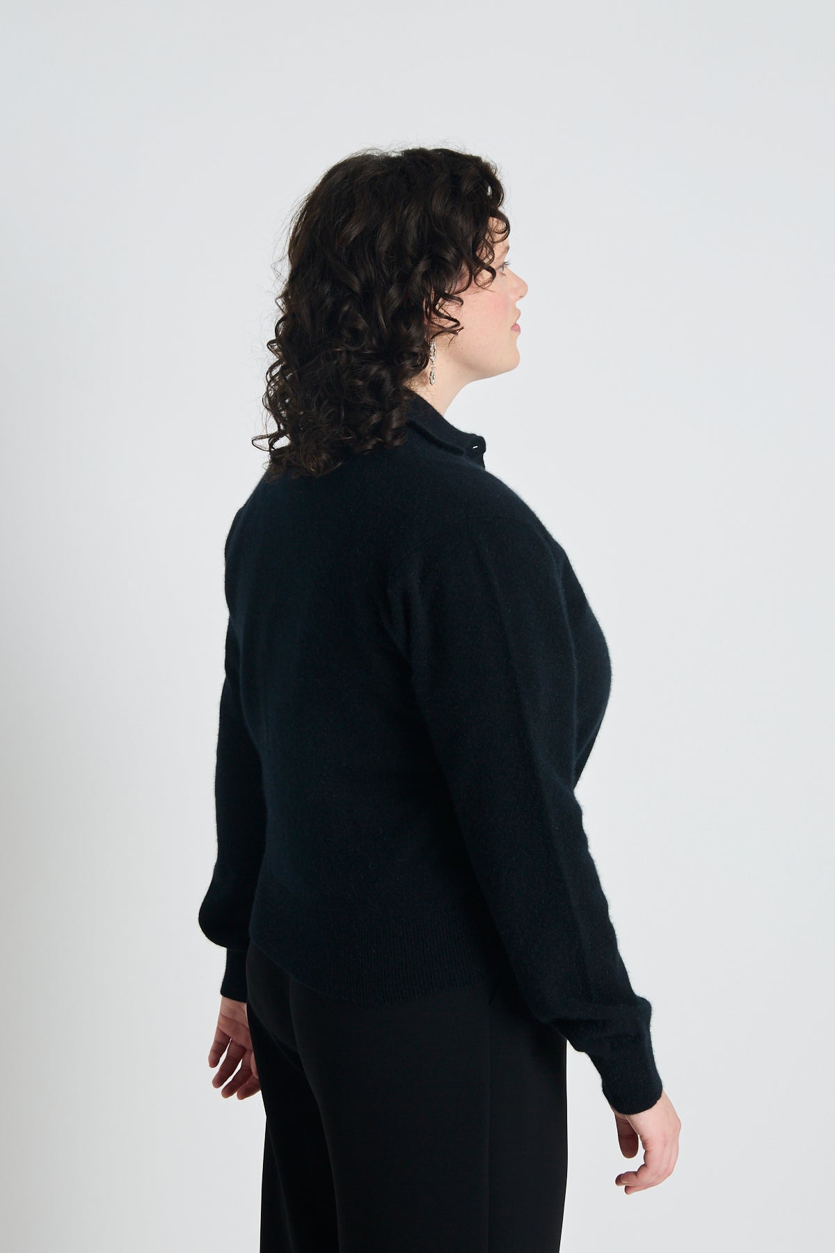 Eliza long-sleeved polo - Black