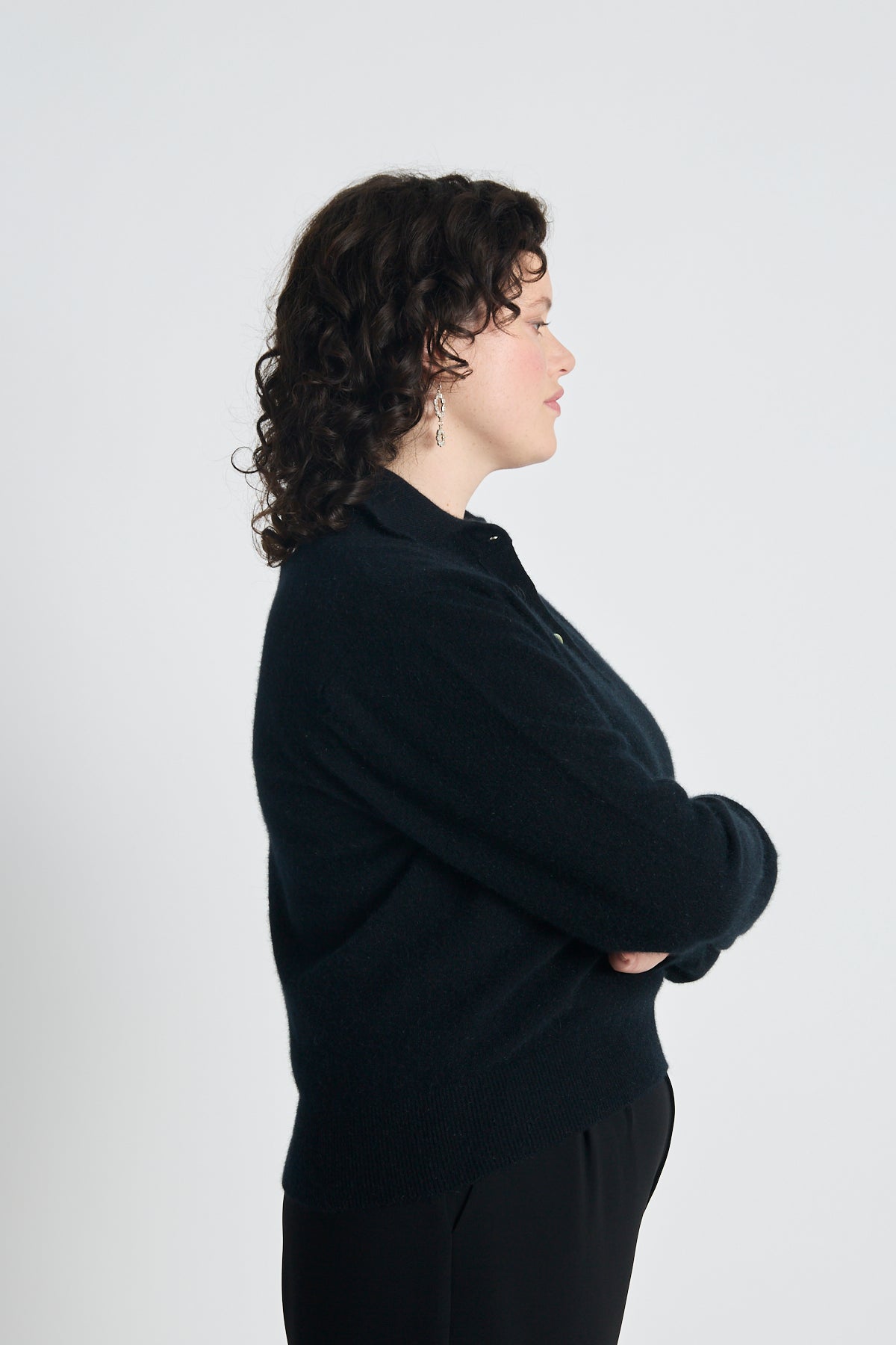 Eliza long-sleeved polo - Black