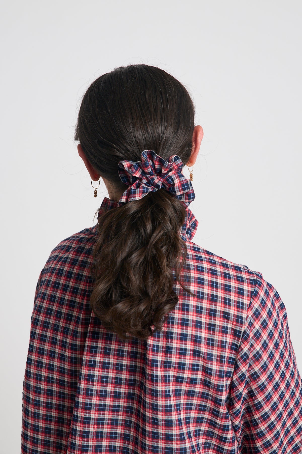 Mini scrunchie - Navy and red check