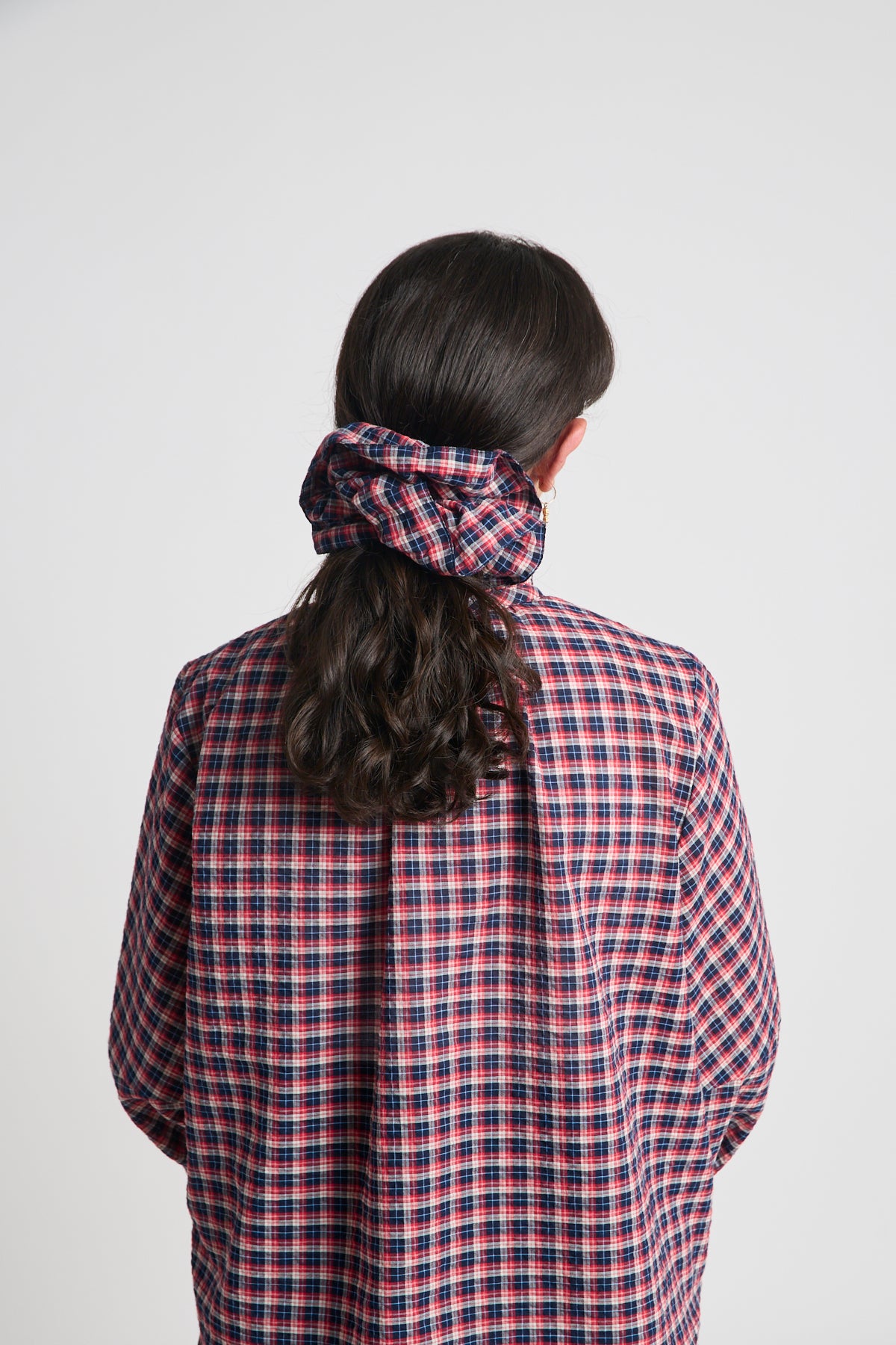 Oversized scrunchie - Navy and red check