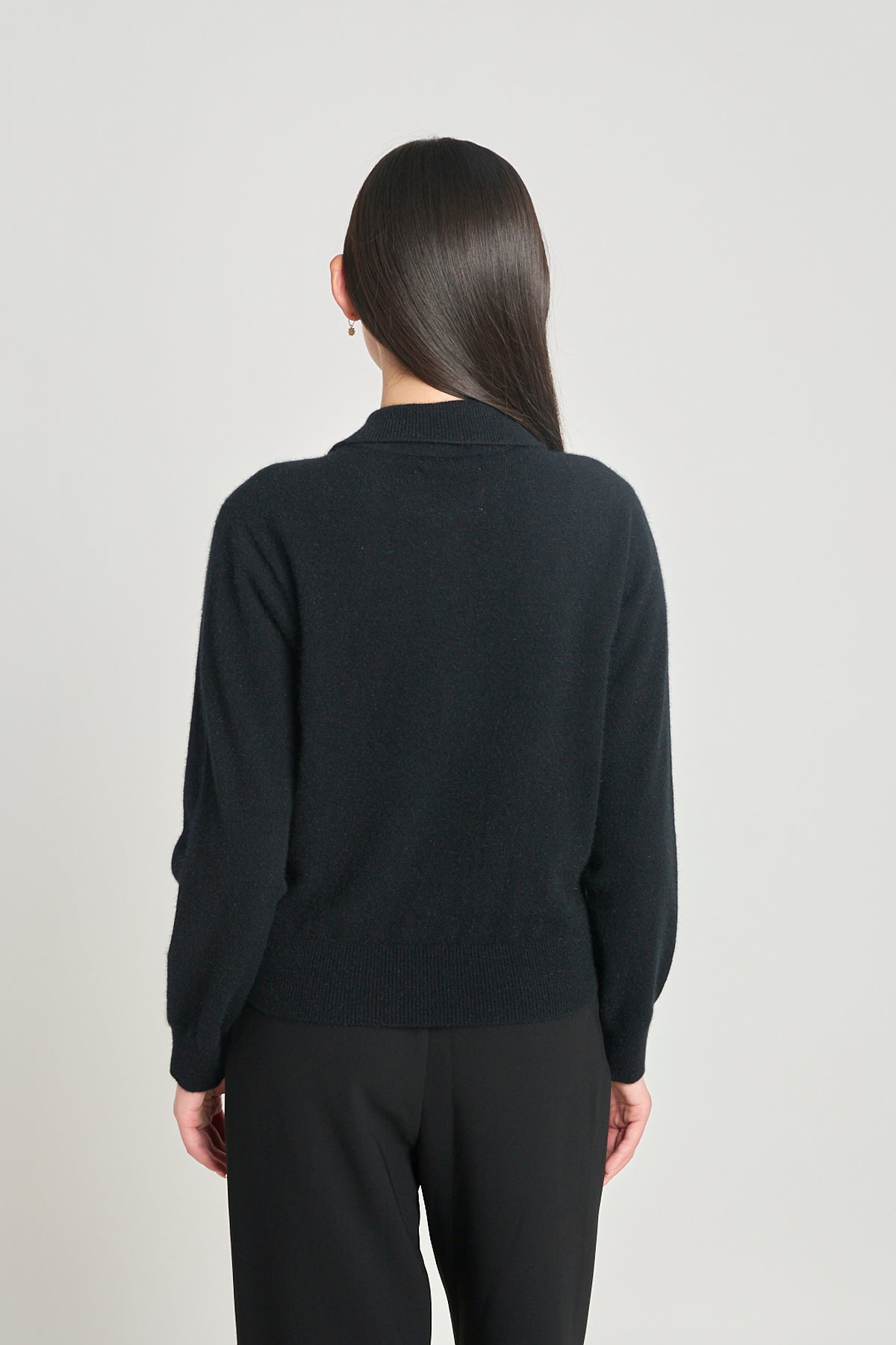 Eliza long-sleeved polo - Black