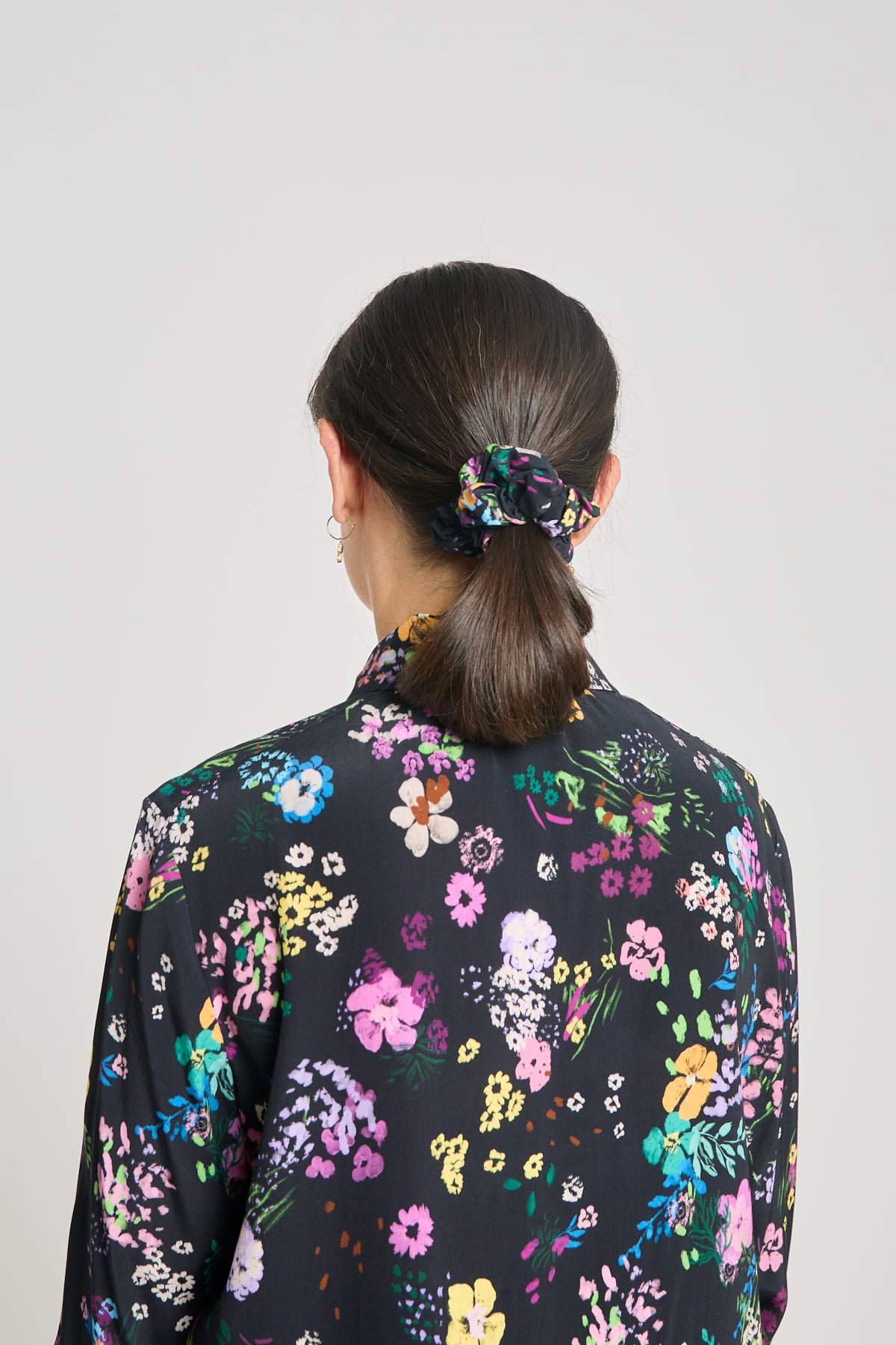 Fun and games mini scrunchie - Black floral